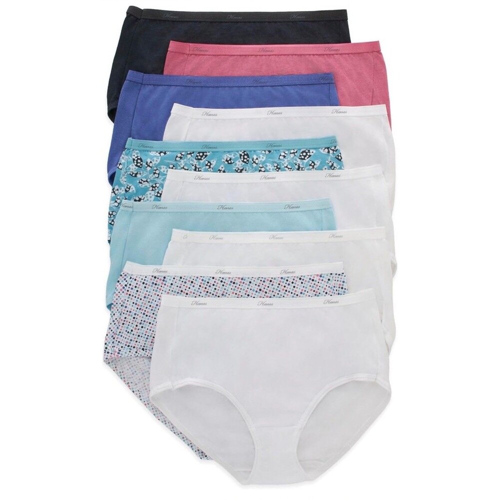 Hanes Women's Underwear Pack, 10-Pack, Full-Coverage Cotton Blend Panties, Size7